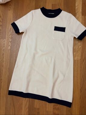 Tuckernuck Cream Dress with Navy Trim